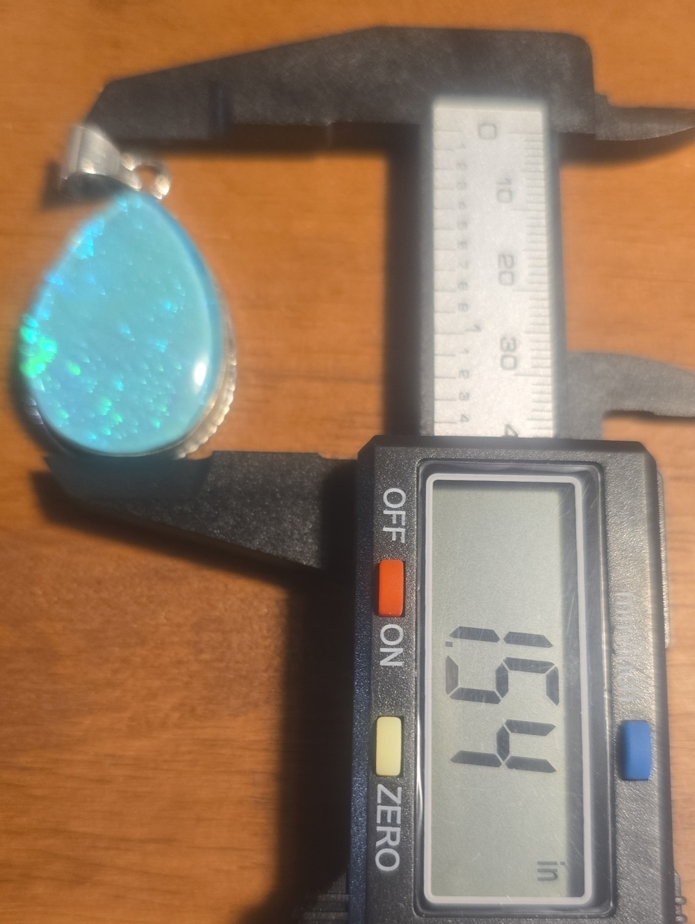 Blue Dichroic Teardrop Pendant Necklace